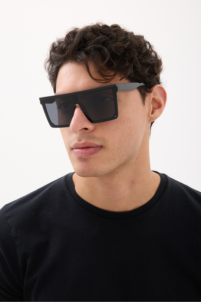 Chunky Frame Tıaggg Black Unisex Square Sunglasses