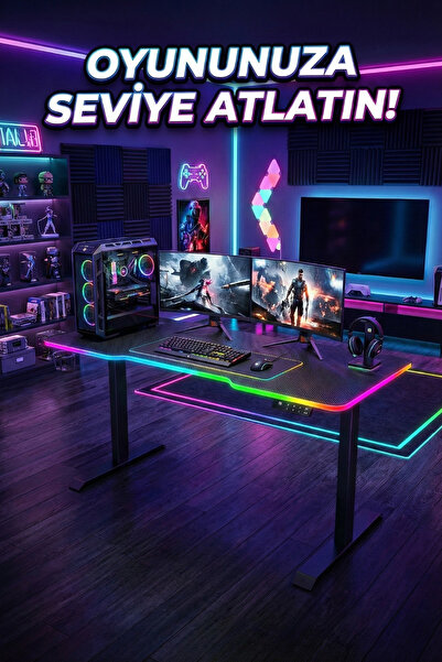 Karr Gaming G-Flex Elektrikli Yükseklik Ayarlı RGB Aydınlatmalı Oyuncu Masası...