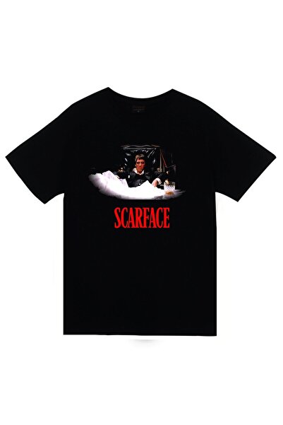 fame-stoned Tricou negru unisex 100% bumbac cu imprimeu Tony Montana Scarface