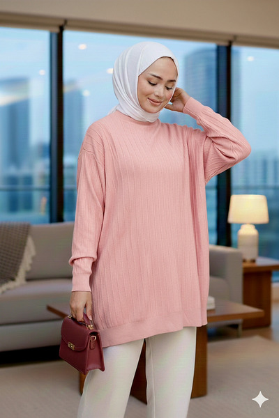 petunyaa Balon kol triko tunik