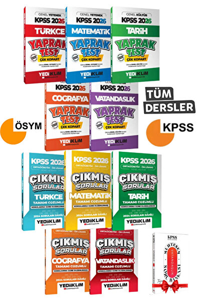 Yediiklim Yayınları KPSS 2026 Türkçe Matematik Tarih Coğrafya Vatandaşlık Yap...