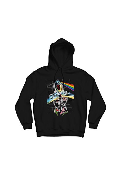 fame-stoned Pink Floyd Printed Hooded Sweatshirt
