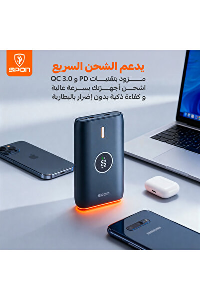 Spon بنك طاقة بتقنية PD، سعة ١٠٠٠٠ مللي أمبير/ساعة | منفذ USB وType-C | شحن ف...
