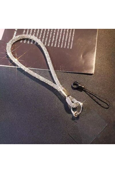 Choice - حبل هاتف فضي لامع مزين بأحجار الراين البراقة، حزام معصم للهاتف، ماسة...