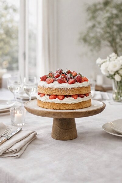 Bohemian Mango Wood Stand with Enameled Cake & Pastry Display Stand – 30 cm