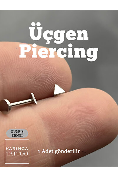 Karınca Piercing Minimal Üçgen Silver veya Rose Piercing Flat Conch Forward H...