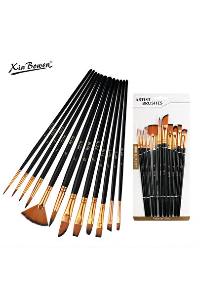 Choice مجموعة من 12 فرشاة من شعيرات النايلون للفنانين والهواة - فرش مسطحة للأ...