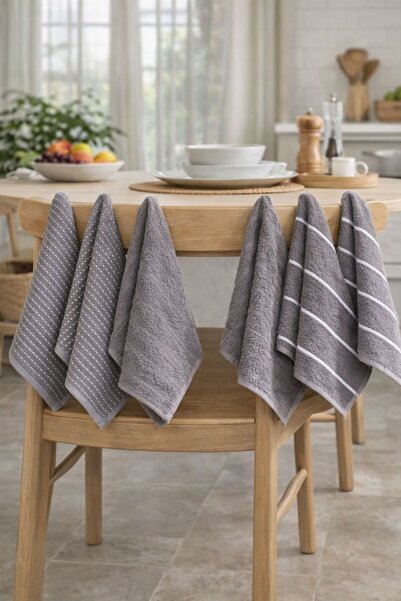 Eponj Home 6lı Mutfak Havlusu 30x50 Sofya Antrasit