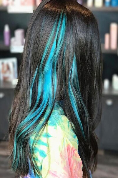 TAKIŞTIR Extensie de păr ondulată de culoare albastră Yan Snap-in 50 cm (sing...