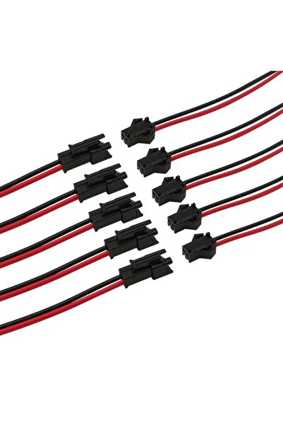 Genel Markalar 5 ADET 2 PİN SM JST 2P KABLOLU KONNEKTOR DİŞİ ERKEK TAKIM 20cm