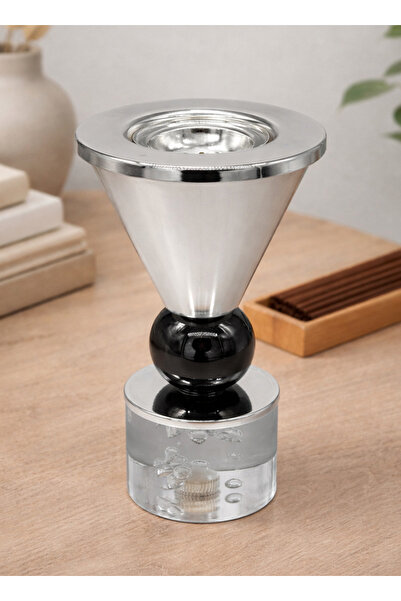 ALQANNAS Plain Silver & Titanium Stainless Steel Incense Burner with Acrylic ...