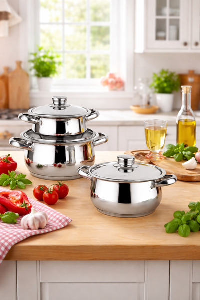 gülsan Çakır 3-Piece Mini Pot Set (WITH STEEL LID)