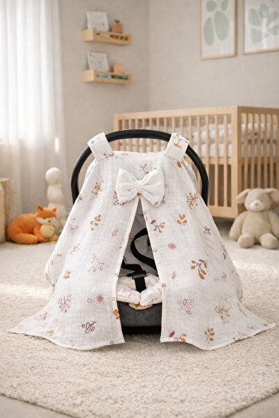 Yada Baby %100 Organik Pamuklu Kumaştan Müslin Tek Kat Minderli Puset Örtüsü ...