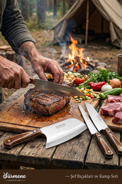Sürmene Bıçakçı Hacı Ahmet 4 Parça Sürmene Şef Bıçak Seti Profesyonel Almazan...