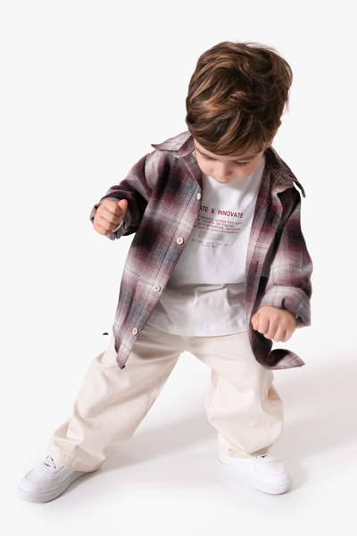 Jikko Baby قميص منقوش وتفاصيل جيب للأولاد 3 قطع موسمي طقم 9091