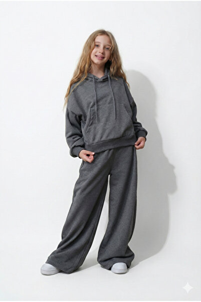 HayKids Trening pentru fete, gri, cu glugă, cu picior larg, cu buzunare Sim, ...