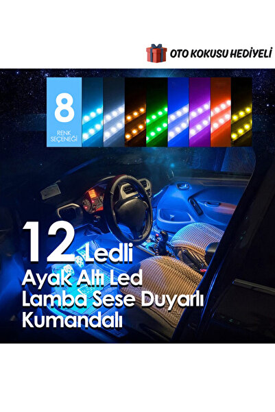 Autowise 12 Led'li Sese Ve Müziğe Duyarlı Araç Içi Ayak Altı Led Aydınlatma K...