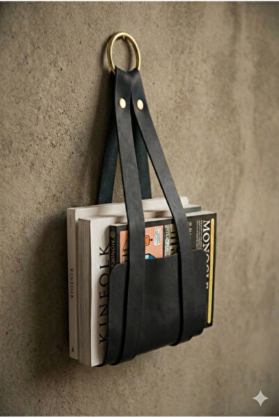 Furminator Dekoratif Deri Gazetelik ve Kitaplık Düzenleyici Duvar Askısı - si...