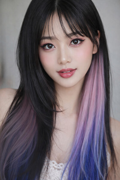 TAKIŞTIR Yan Çıt Çıt Postiş 2 Renk Ombre Renkli Saç Eklentisi 50 Cm