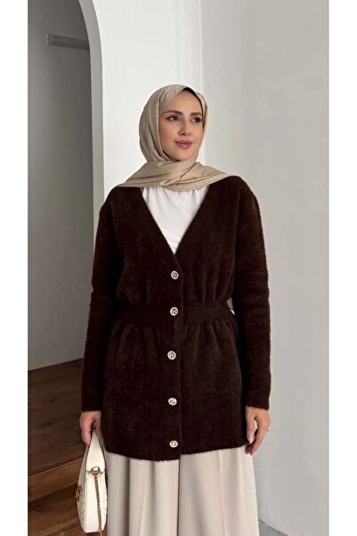 Nefise Angora V Yaka Uzun Ceket