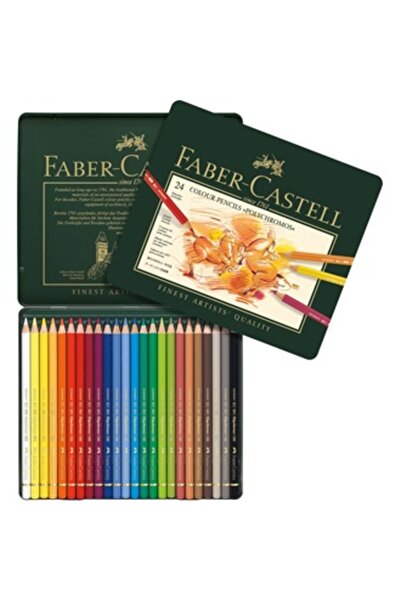 Faber Castell Polychromos 24 Renk Boya Kalemi, Örtücü ve Parlak Renkler, Yüks...