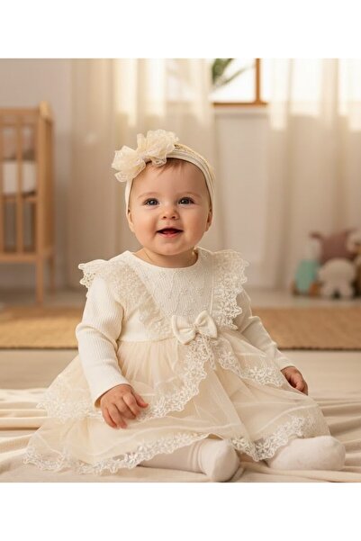 MİNİBORN طقم فستان حلم صغير بأكمام طويلة للفتيات حديثي الولادة