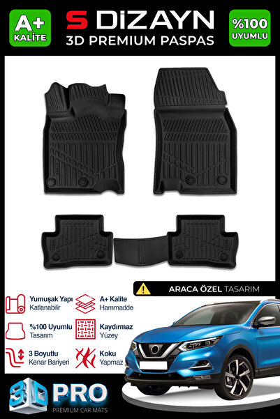 S Dizayn S-Dizayn Nissan Qashqai 3D Pro Havuzlu Paspas 2013-2021 A+ Kalite 3D...