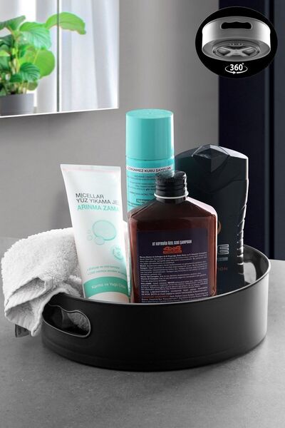 Nesto Home 360 Derece Dönen Banyo&buzdolabı Düzenleyici Tepsi Siyah