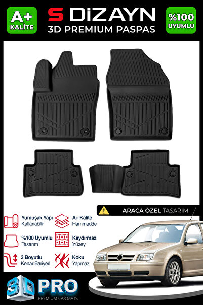 S Dizayn S-Dizayn VW Bora 3D Pro Havuzlu Paspas 1999-2006 A+ Kalite 3DS-SDZ247