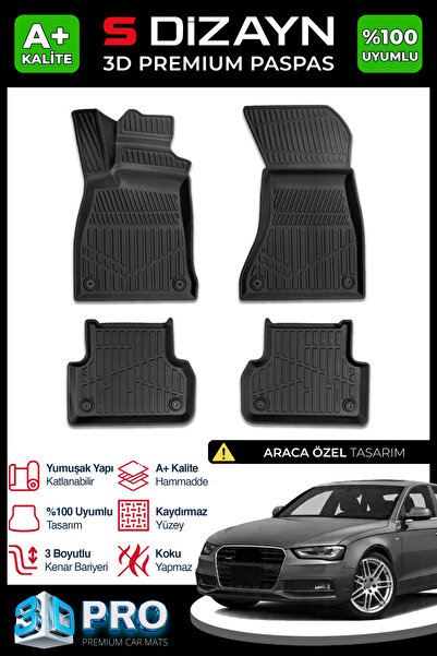 S Dizayn S-Dizayn Audi A4 3D Pro Havuzlu Paspas 2011-2016 A+ Kalite 3DS-SDZ244