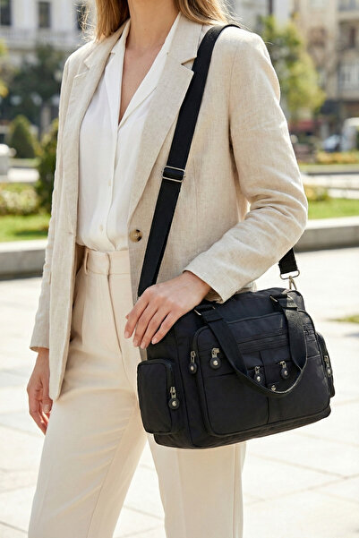 By Hakan Tk-10 Black Clinker Bag - Geantă de umăr și de umăr cu mai multe com...