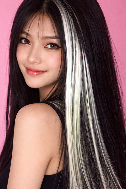 TAKIŞTIR Yan Çıt Çıt Postiş Ombre Beş Renkli Saç Eklentisi 50 Cm