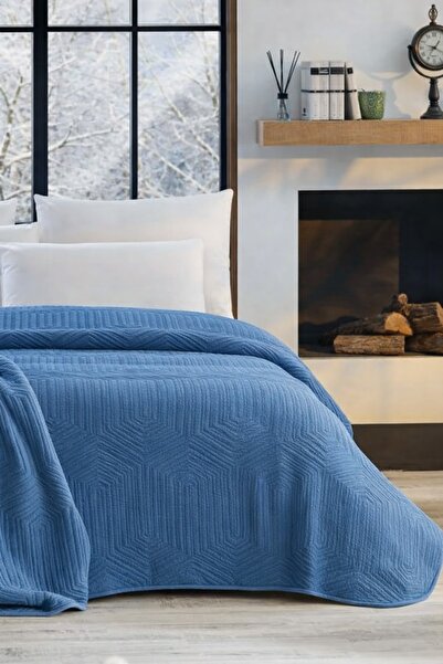 Özdilek Prestige Kalın Embos Çift Kişilik Battaniye (220x240)-Çin Mavisi Yeni