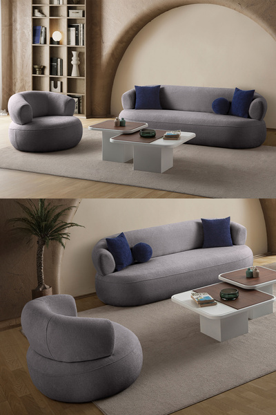 Eymense Roma Koltuk Takımı 3+1 Koyu Gri