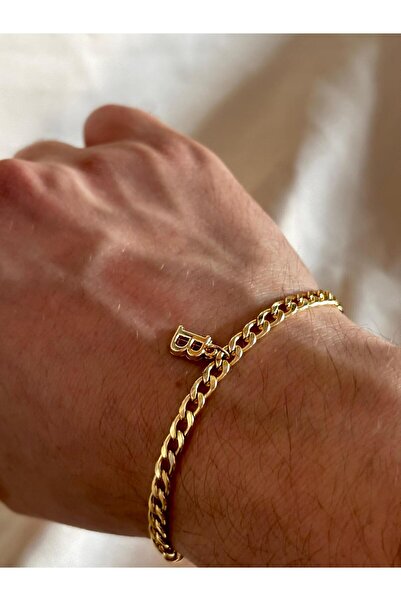 bijoux uniques Gold B Letter Steel Gourmet Bracelet