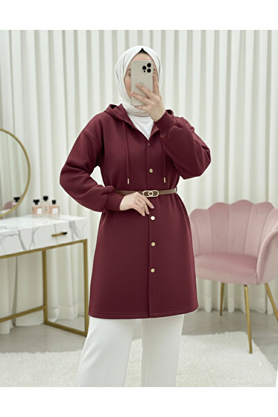 HİJABAYA Суитшърт с качулка, закопчаване отпред и колан в талията
