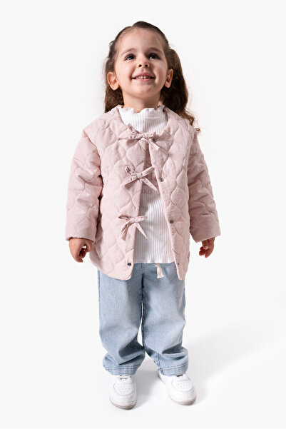 Jikko Baby 3-Piece Girl's Set with Bow Detail Quilted Coat 9088