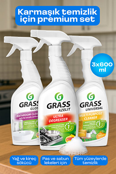 GRASS Premium 3'lü Temizlik Seti - Yağ/Kireç/Pas Çözücü