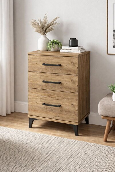 Dienni Arges Komodin 3 Çekmeceli 44x30x80 Çam-Çam