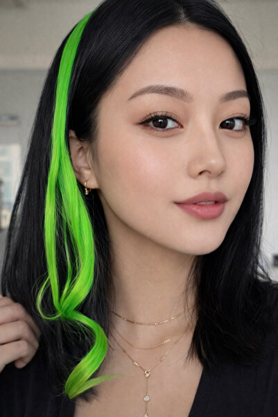 TAKIŞTIR Πλαϊνό κομμωτήριο σε χρώμα νέον / Πράσινο χρώμα κυματιστό / Έγχρωμο ...