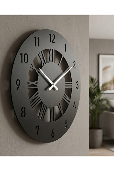Wooden Factory Time Collection Latin Ve Roma Rakamlı Ahşap Dekoratif Siyah Du...