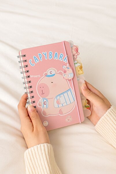 YOYOSO Capybara Illustrated Bookmark and Spiral Notebook with Rubber Band