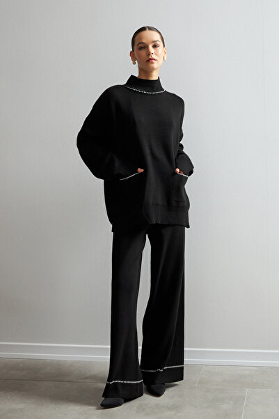 Bipantolon Жіночий чорний кардиган з кишенями та швами «пастух» Штани Верхній...