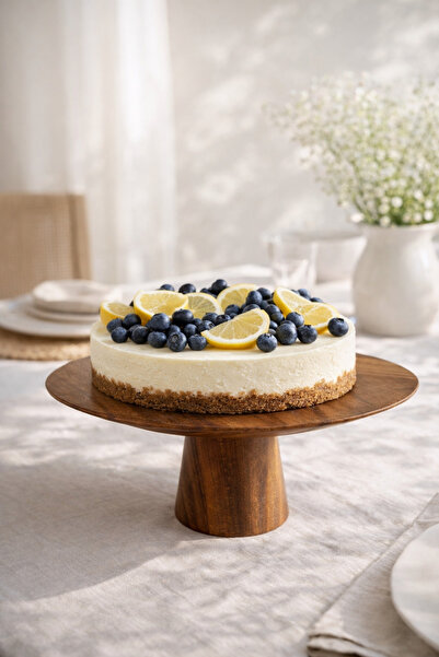 Bohemia Doğal Akasya Pasta ve Sunum Standı – 33x33x12.7 cm