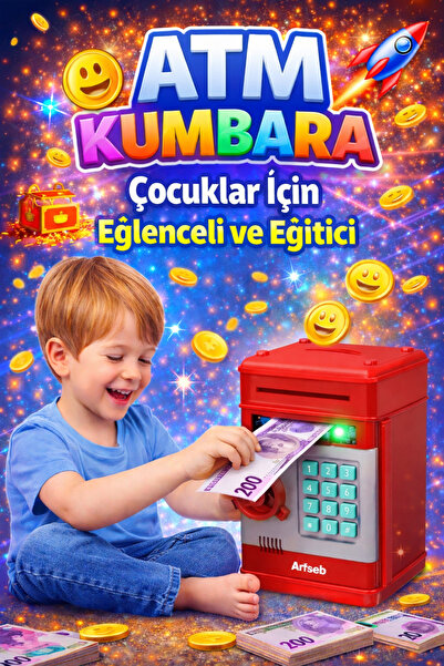 Arfseb Akıllı ATM Kumbara Ve Mini banka – Şifreli ve Dijital Kasa Kırmızı