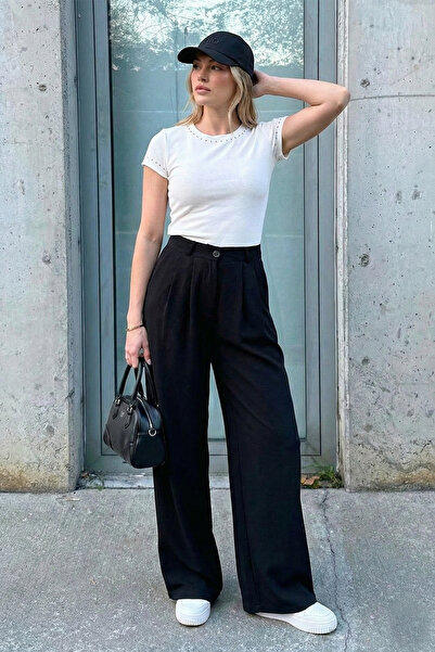 Lela Pantaloni palazzo cu picioare late, talie înaltă, cu picioare largi PANT...