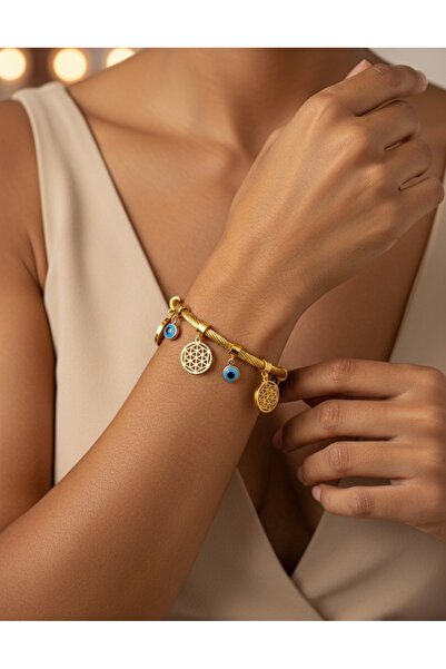 İNN JEWELLERY سوار من الفولاذ المقاوم للصدأ مضاد للحساسية مع شكل ساحر (ضمان ا...