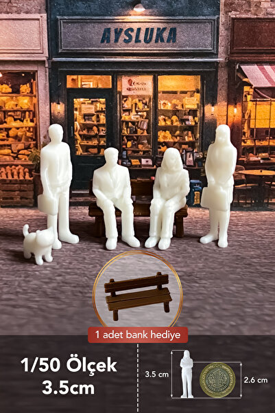 aysluka Maket İnsan 4 Adet 1/50 Ölçek 3.5cm (Bank hediyeli), Maketler için Bo...
