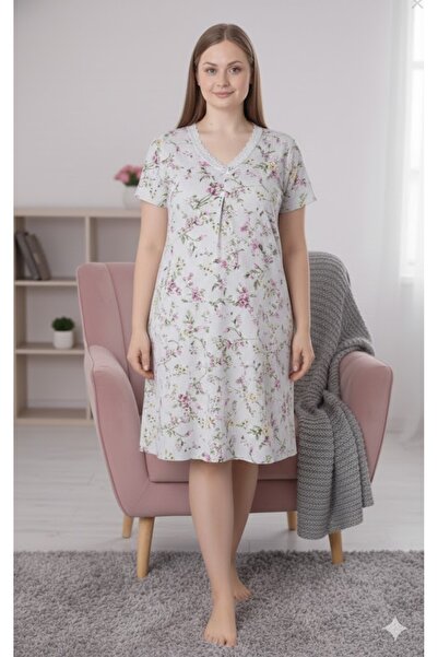 Cotpark Women's Plus Size Viscose Elastane Fabric Nightgown 13439