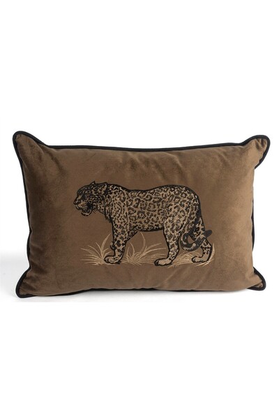 Mikasa Moor Pernă cu broderie leopard de culoare cafea - 40x60